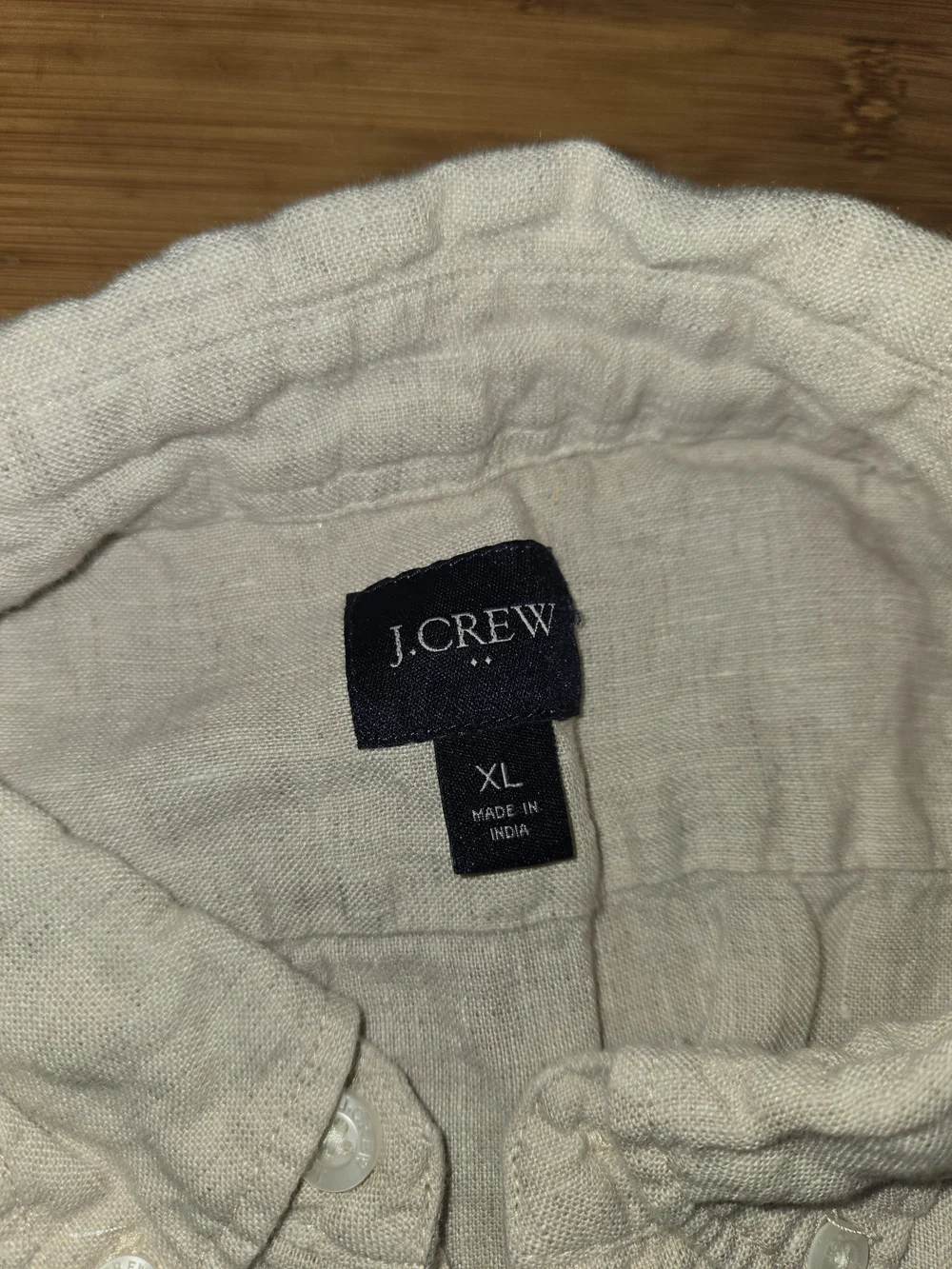 J Crew Shirt Mens XL Gray White Slim Fit Button Down Linen Long Sleeve